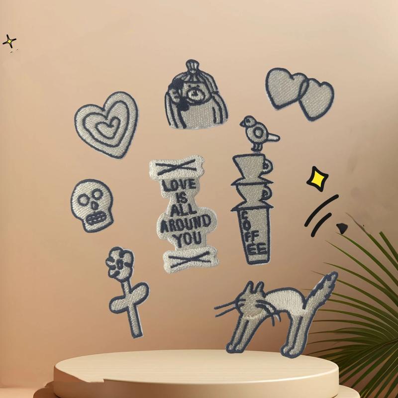 1 세트 하트 고양이 해골 새 수 놓은 패치 의류 모자 - Phone Accessories Diy 리뷰 및 가격