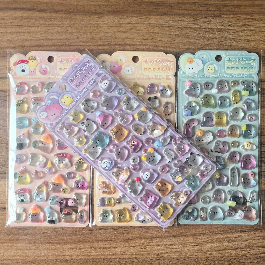4개의 귀여운 투명 팝 씰 스티커 - 저널, 휴대폰 및 - Phone Accessories Store 리뷰 및 가격