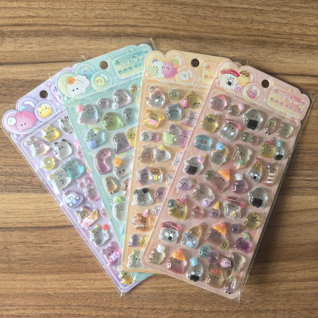 4개의 귀여운 투명 팝 씰 스티커 - 저널, 휴대폰 및 - Phone Accessories Store 리뷰 및 가격
